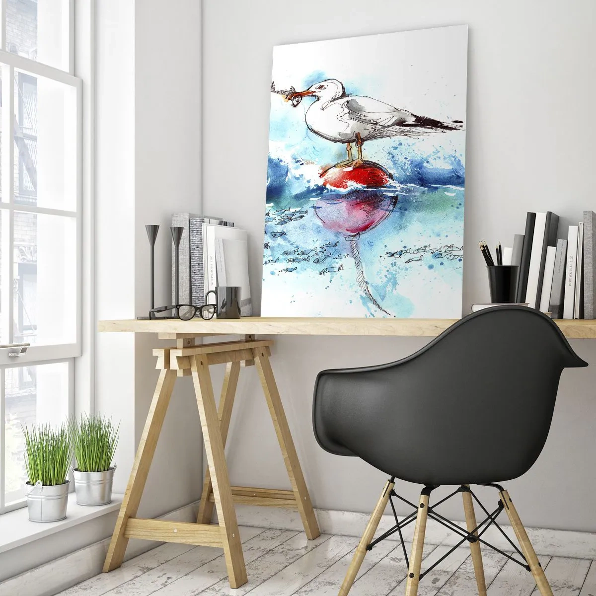 Schilderen op glas - Succesvolle vangst - 50x70 cm