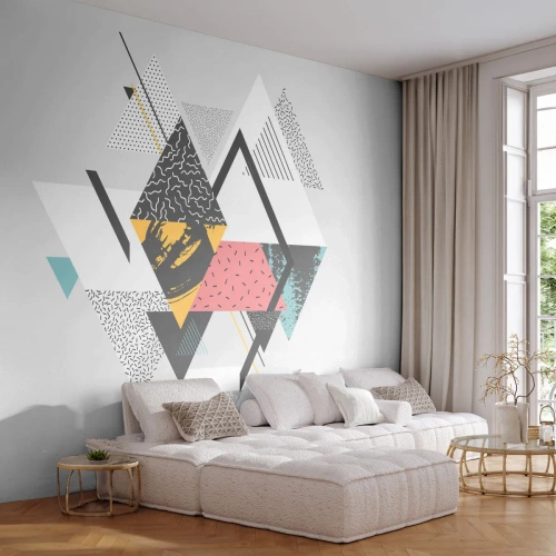 Zelfklevend Fotobehang Deluxe Sticker - Variatie op driehoek en ruit - Abstractie, Deel, Driehoeken - 400x280 cm