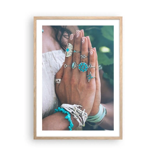 Een poster in een licht eiken lijst - Welkom in het centrum van het zijn - 50x70 cm