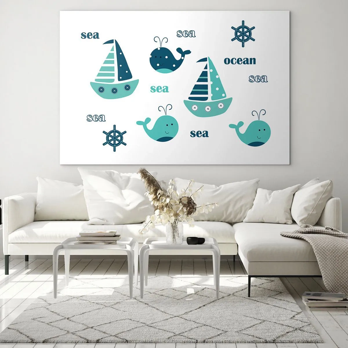 Schilderen op glas - Over de zeeën en oceanen - 100x70 cm