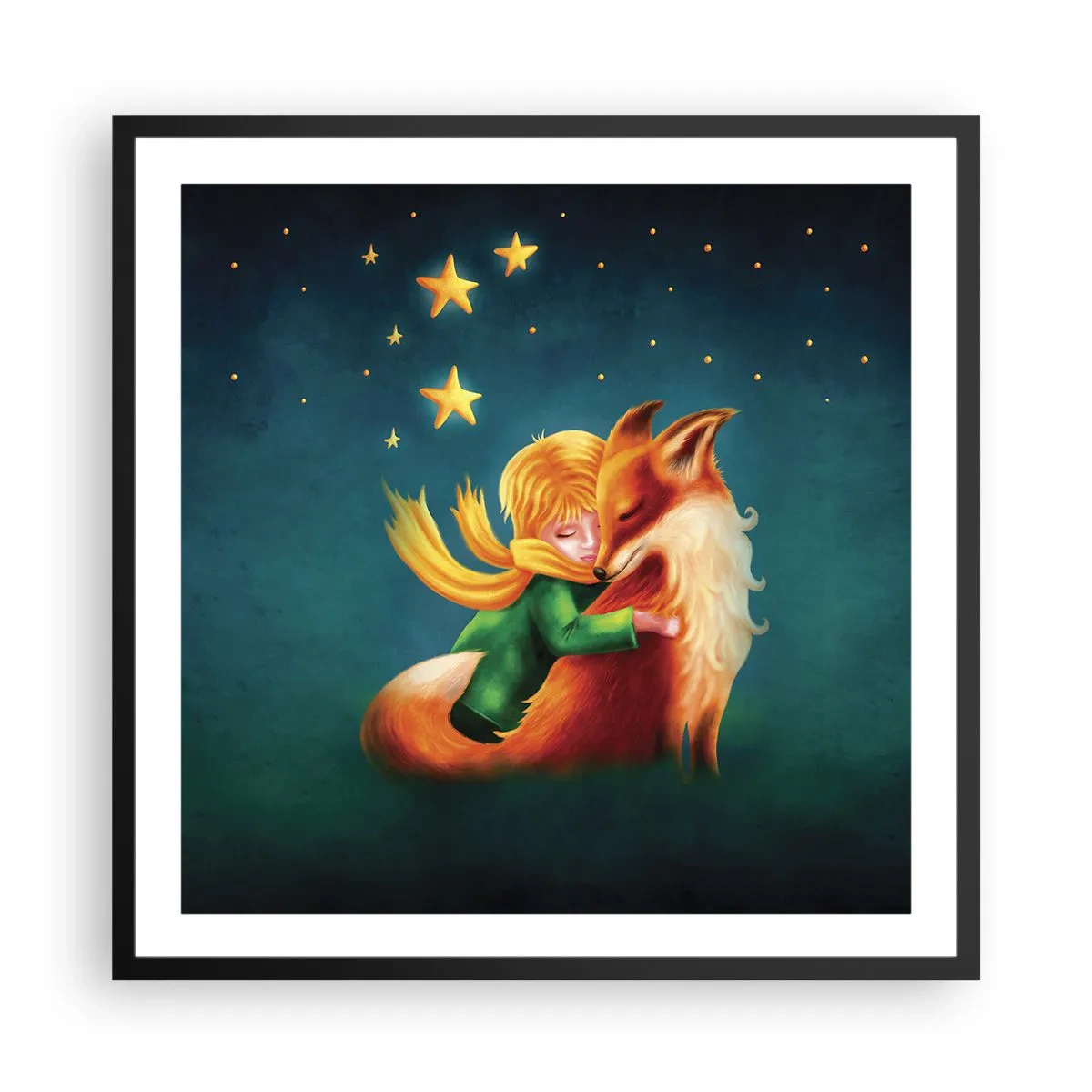 Poster in een zwarte lijst - Kleine Prins - 60x60 cm