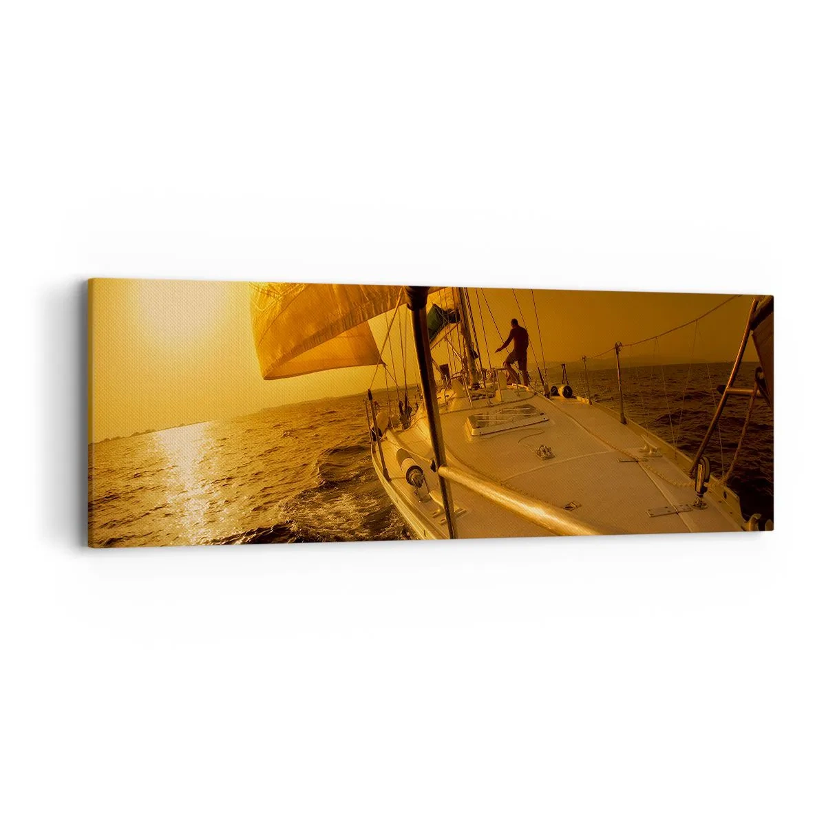 Schilderen op canvas - Een gouden avond na een kleurrijke dag - 90x30 cm