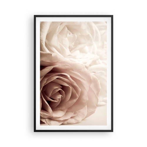 Poster in een zwarte lijst - In het hart van een roos - 61x91 cm
