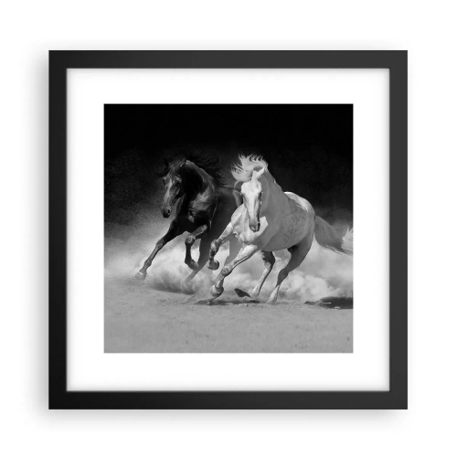 Poster in een zwarte lijst - Vrijheidsgalop - 30x30 cm