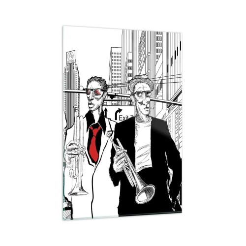 Schilderen op glas - Urban rapsodie in zwart en rood - 80x120 cm