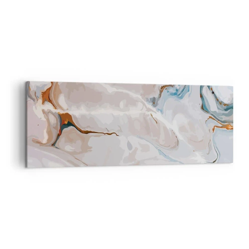 Schilderen op canvas - Blauw kronkelt onder het wit - 140x50 cm
