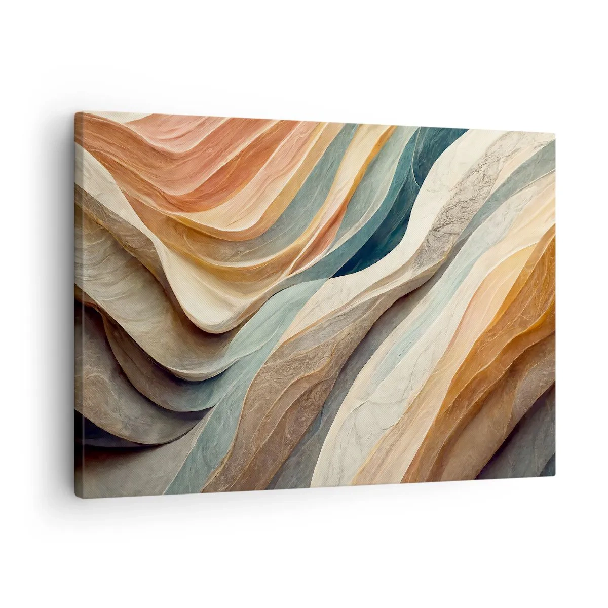Schilderen op canvas - Abstracte golven in pasteltinten - 70x50cm - Het moment vóór de verandering - Moderne wanddecoratie voor woonkamer en slaapkamer ARTTOR