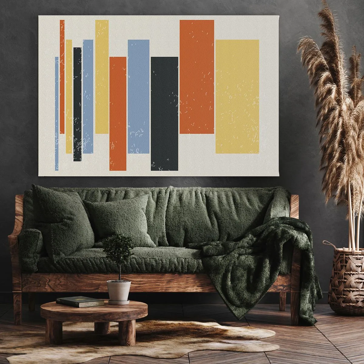 Schilderen op canvas - Kleurrijke rechthoeken in een moderne opstelling - 70x50cm - Muzieknotatie - Moderne wanddecoratie voor woonkamer en slaapkamer ARTTOR