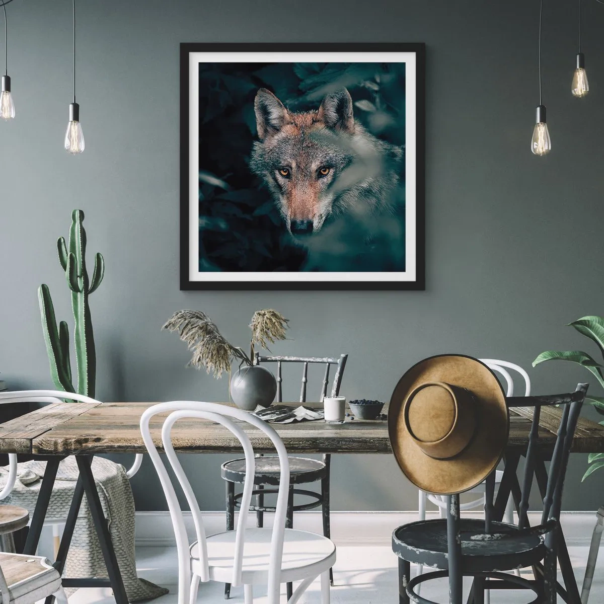 Poster in een zwarte lijst - Jager - 30x30 cm