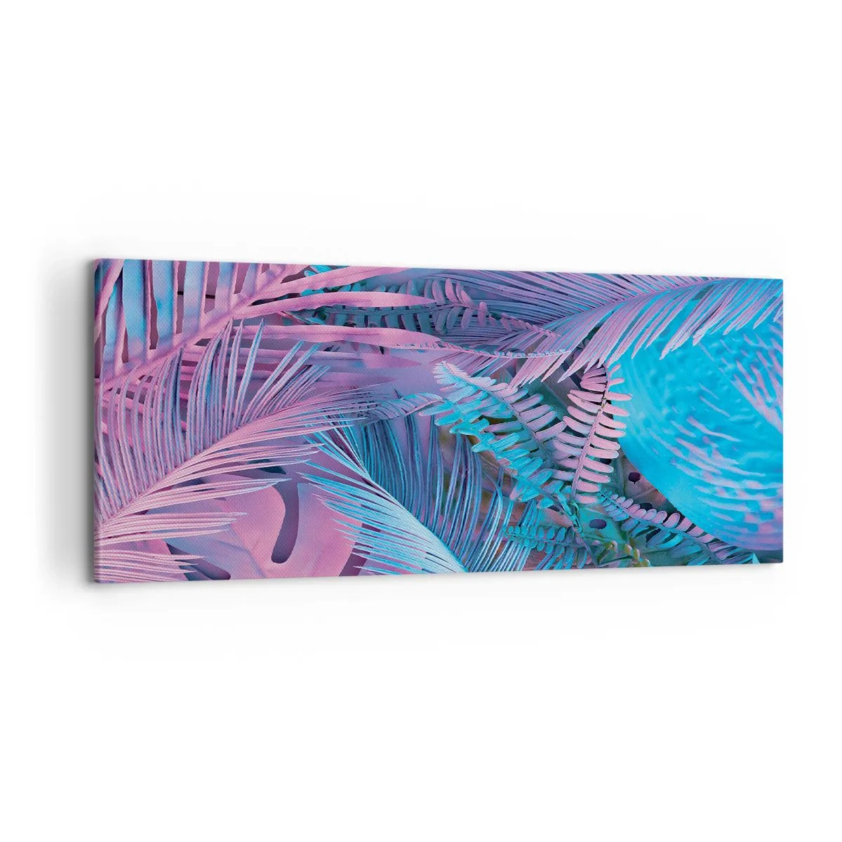 Schilderen op canvas - Tropen in roze en blauw - 100x40 cm