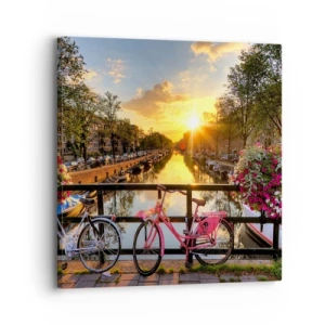 Schilderen op canvas - Lenteochtend in Amsterdam - 30x30 cm