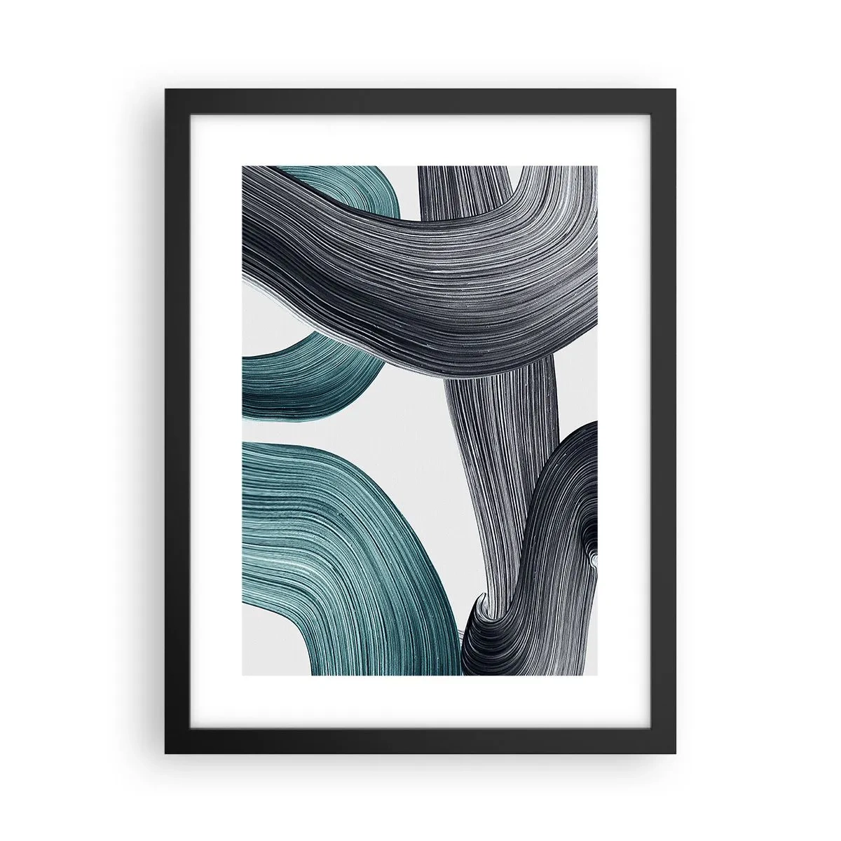 Poster in een zwarte lijst - Smaragdgroene en zwarte paden - 30x40 cm