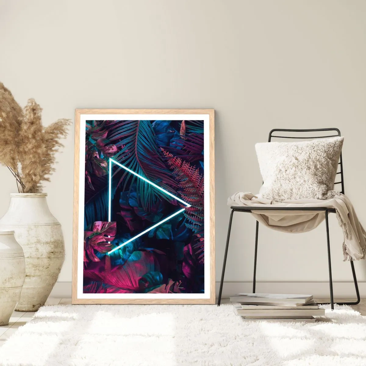 Een poster in een licht eiken lijst - Disco-achtige tuin - 61x91 cm