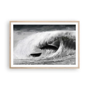 Een poster in een licht eiken lijst - De woede van de oceaan - 91x61 cm