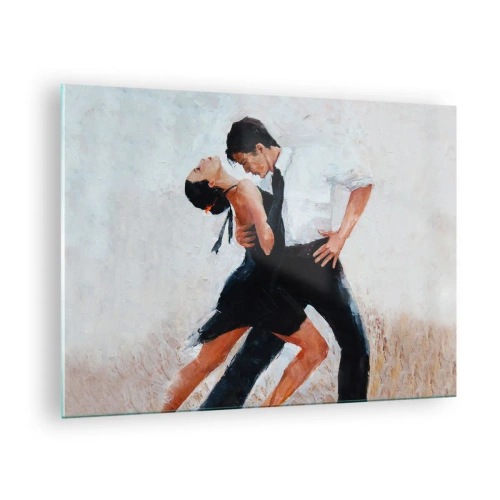 Schilderen op glas - Een koppel danst tango in een dynamische pose - 70x50cm - Tango van mijn dromen - Moderne wanddecoratie voor woonkamer en slaapkamer ARTTOR