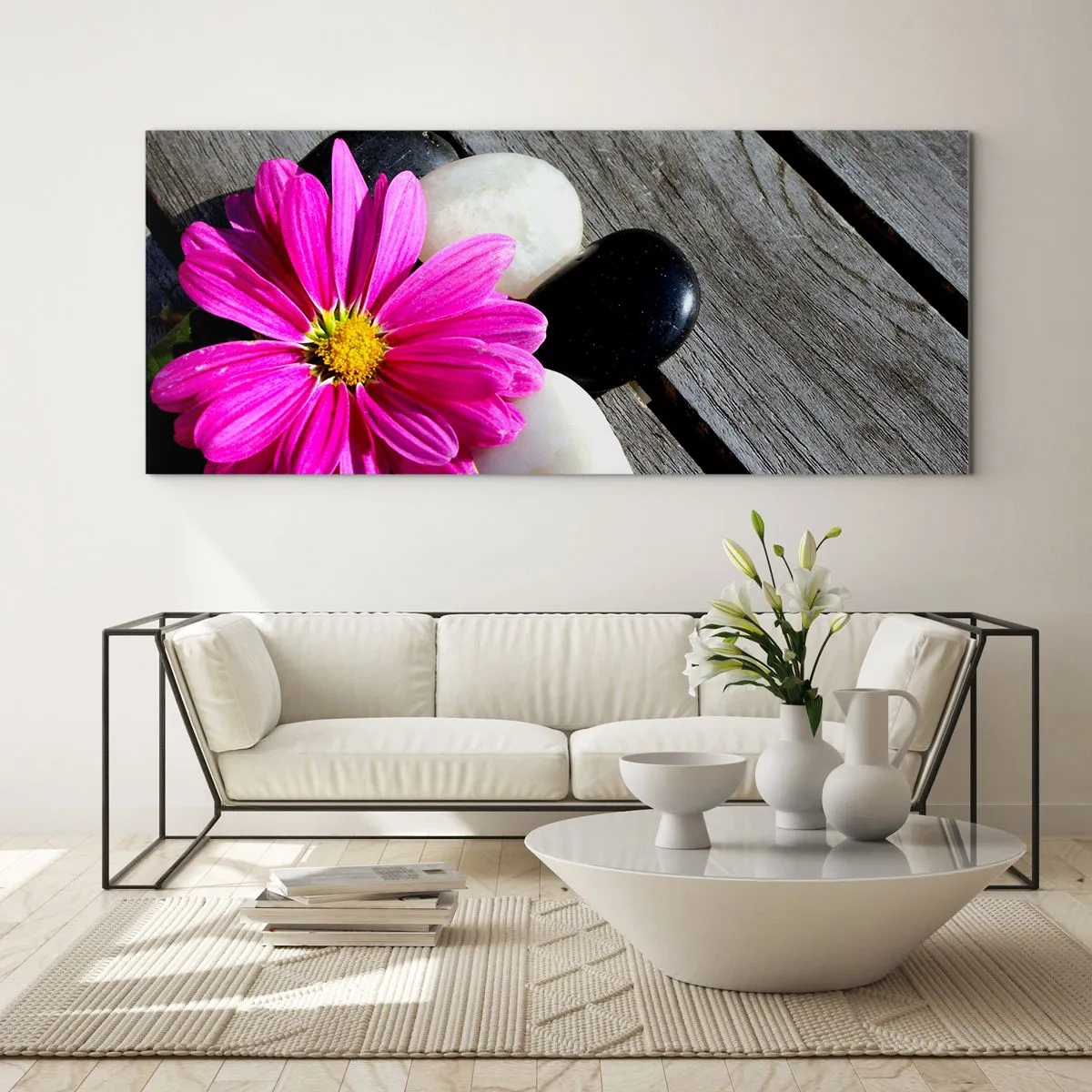Schilderen op glas - Rust op de pier - 160x50 cm