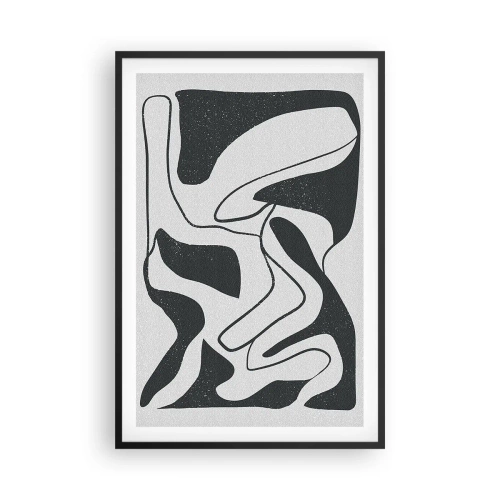 Poster in een zwarte lijst - Abstract doolhofplezier - 61x91 cm