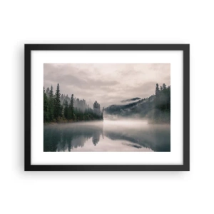Poster in een zwarte lijst - In reflectie, in de mist - 40x30 cm