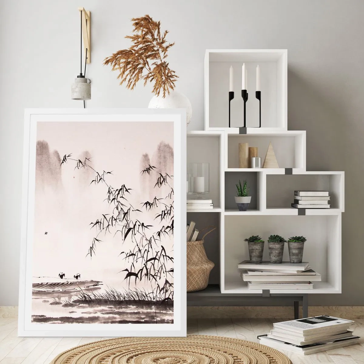 Poster in een witte lijst - De stilte van de rijstvelden - 50x70 cm