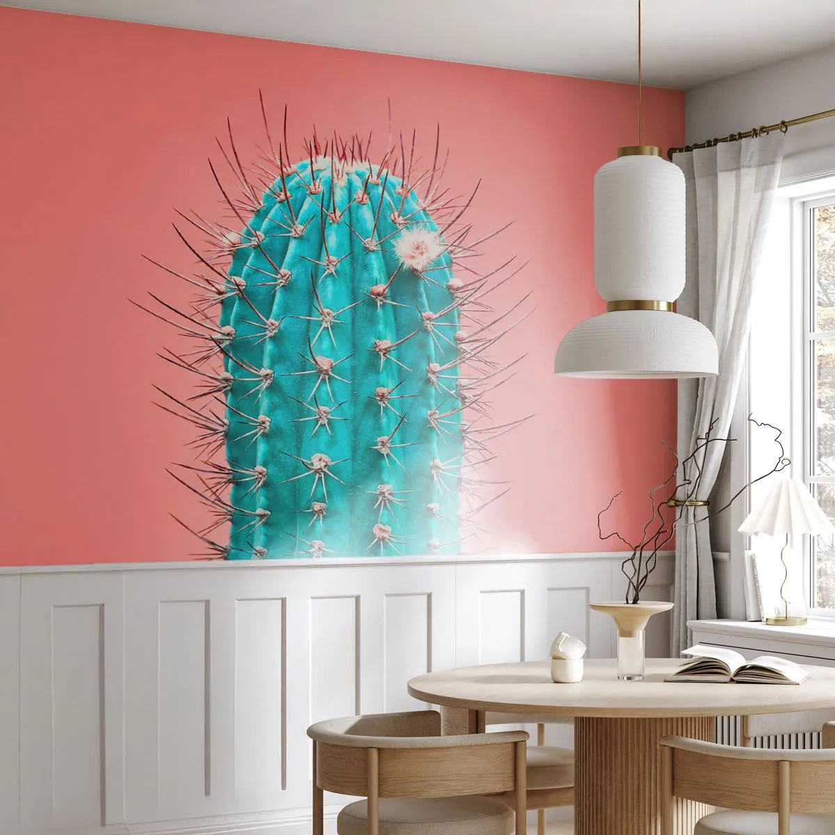 Zelfklevend Fotobehang Deluxe Sticker - Kijk gewoon - Cactus, Pastel, Minimalisme - 400x280 cm