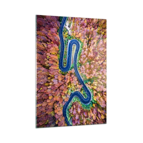 Schilderen op glas - Een kronkelende weg door het bos - 50x70 cm