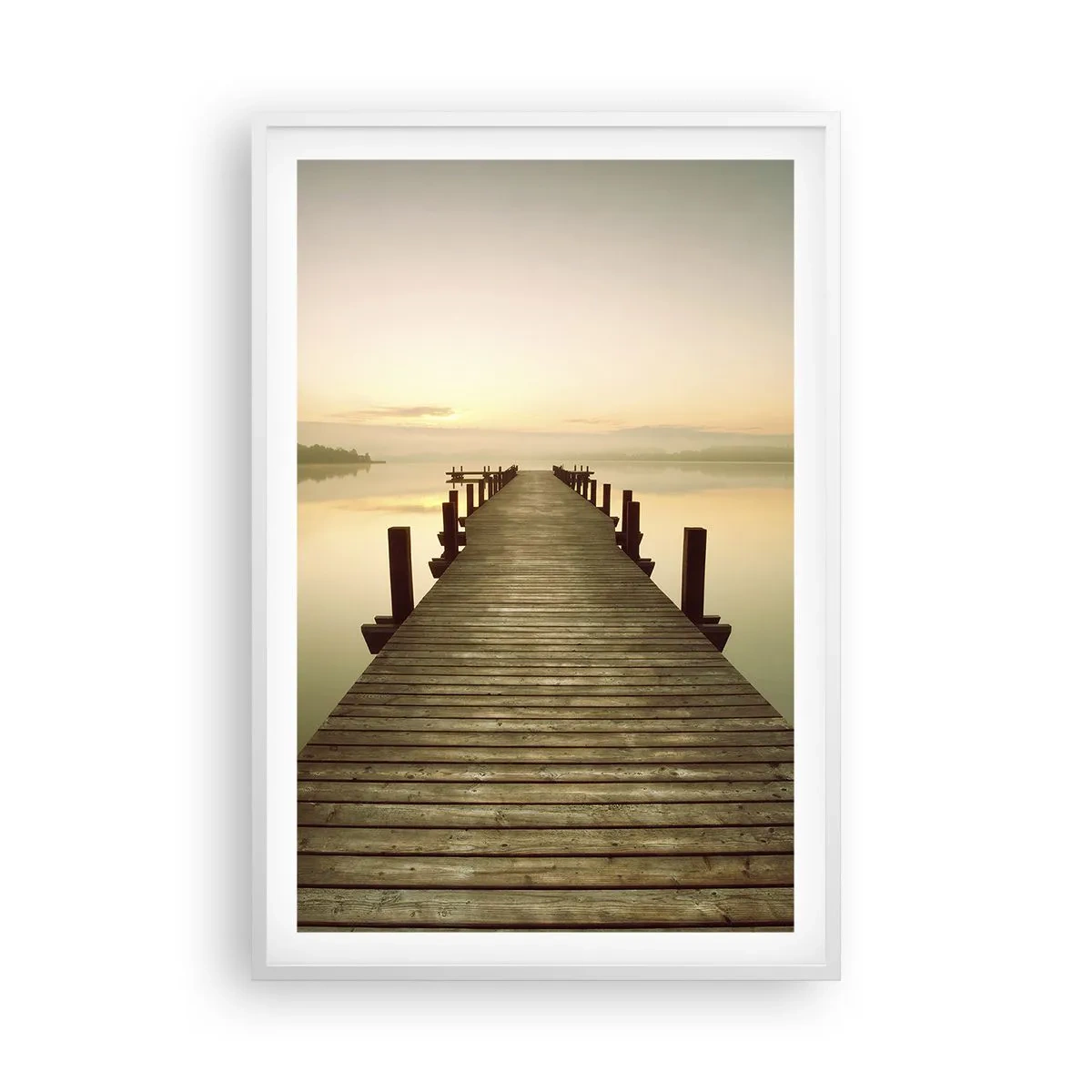 Poster in een witte lijst - Aanbreken van de dag, licht - 61x91 cm