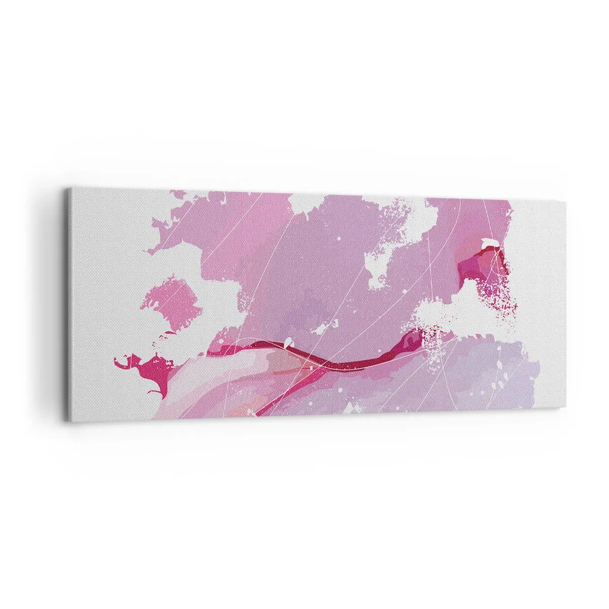 Schilderen op canvas - Kaart van de roze wereld - 100x40 cm
