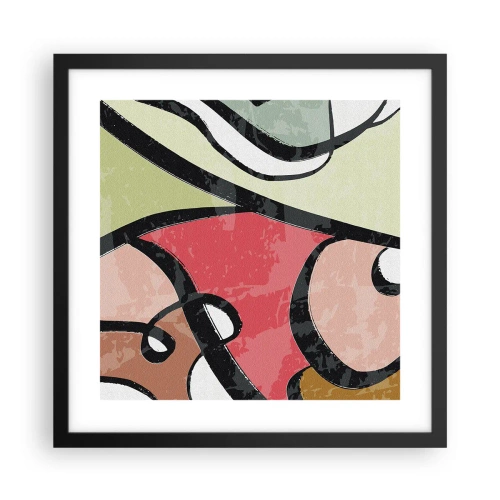 Poster in een zwarte lijst - Pirouettes tussen kleuren - 40x40 cm
