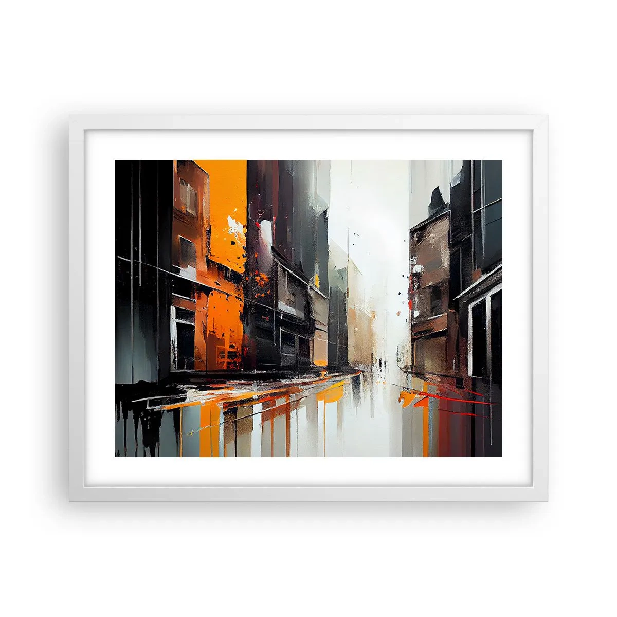 Poster in een witte lijst - Regenachtige dag - 50x40 cm