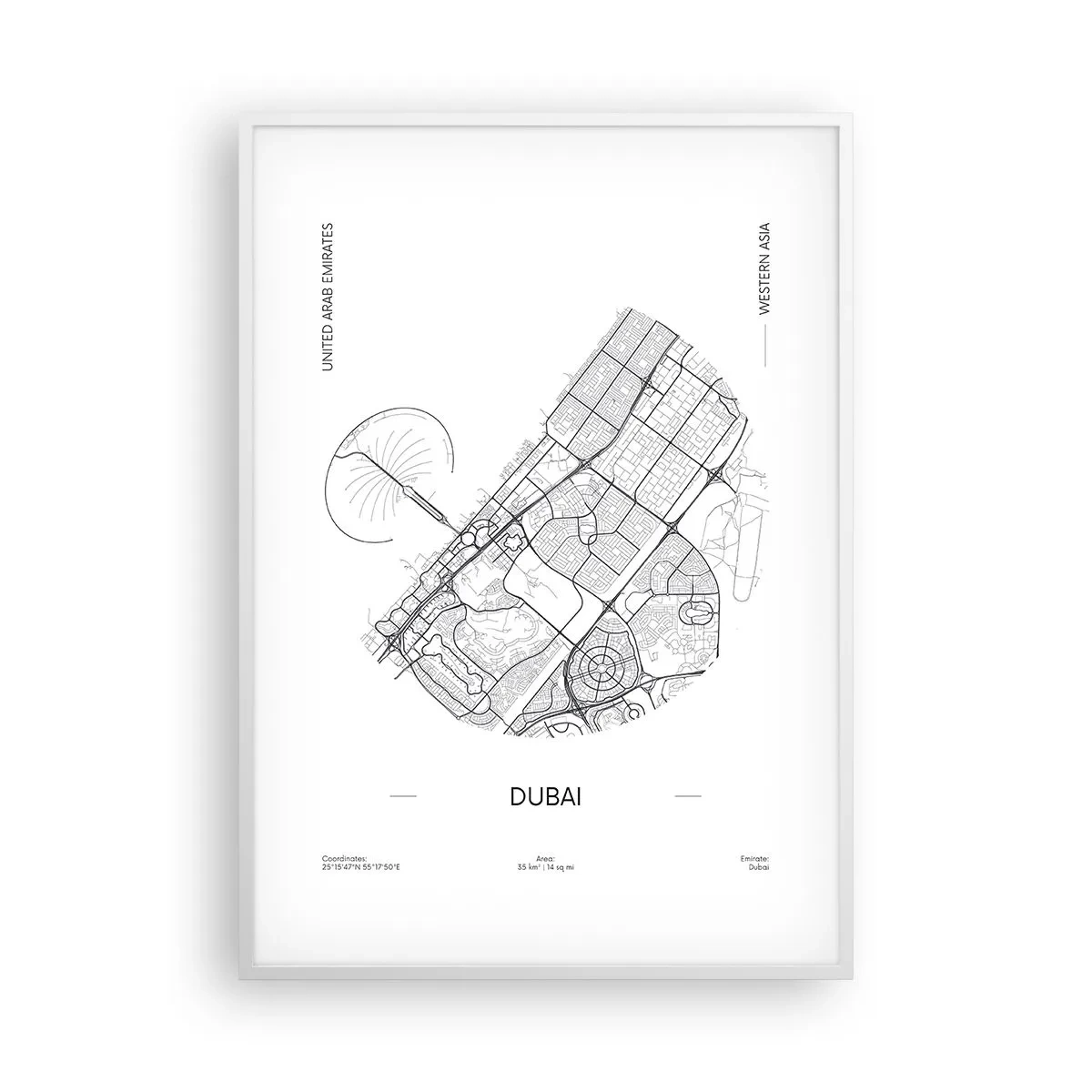 Poster in een witte lijst - Anatomie van Dubai - 70x100 cm