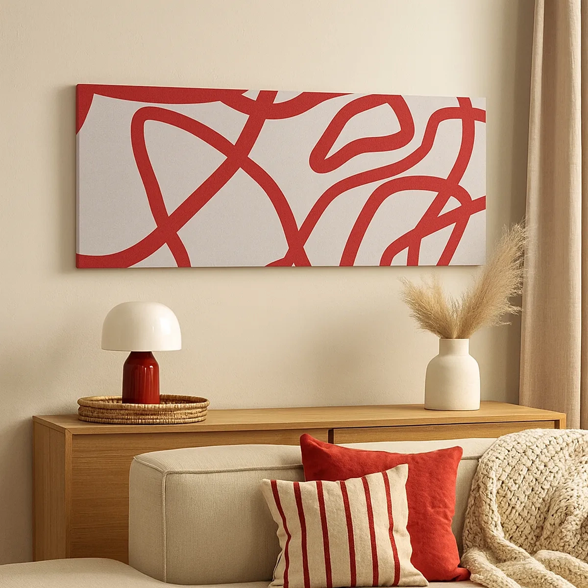 Schilderen op canvas - Rood op wit - 30x30 cm