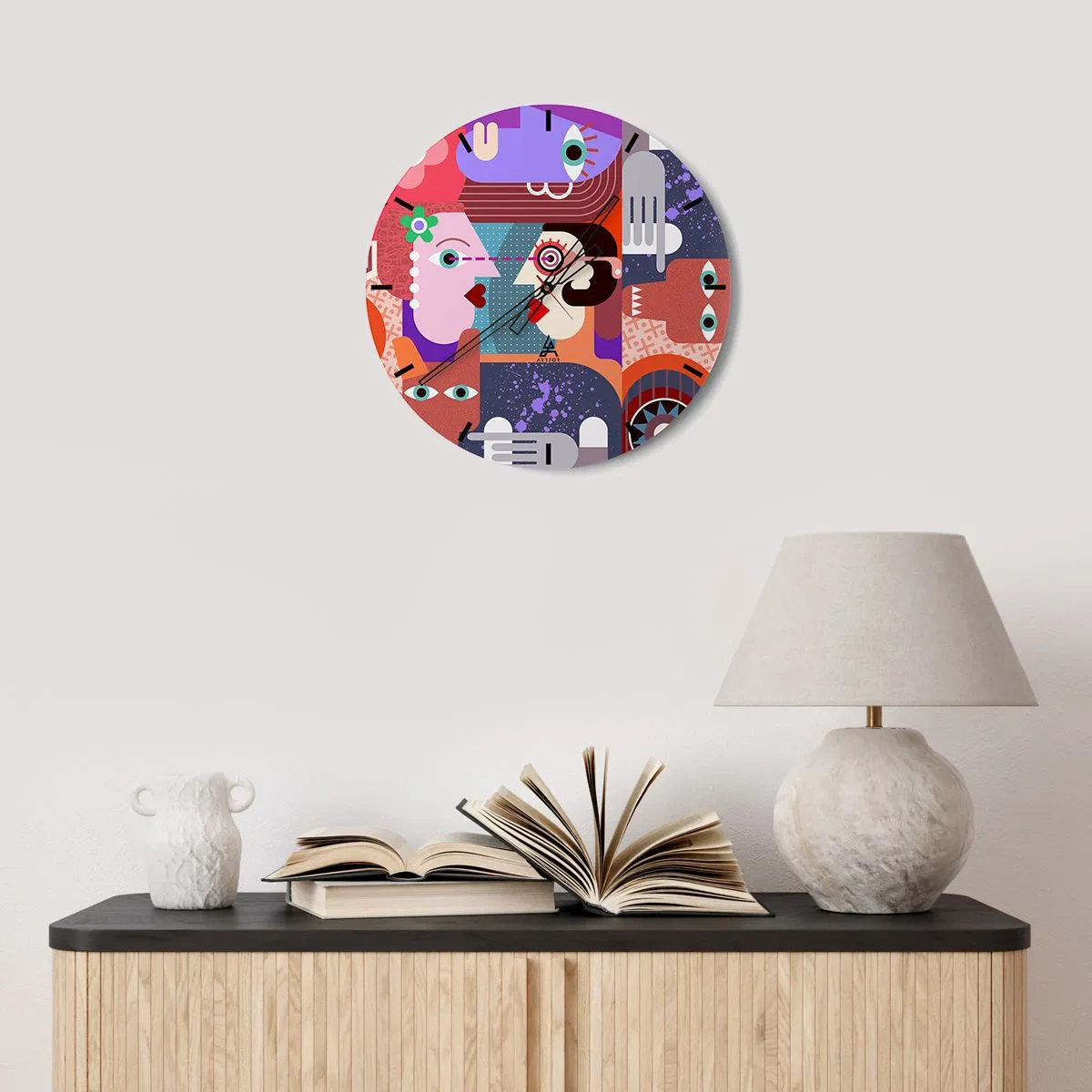 Wandklok - Klok - Oog in oog - 40x40 cm