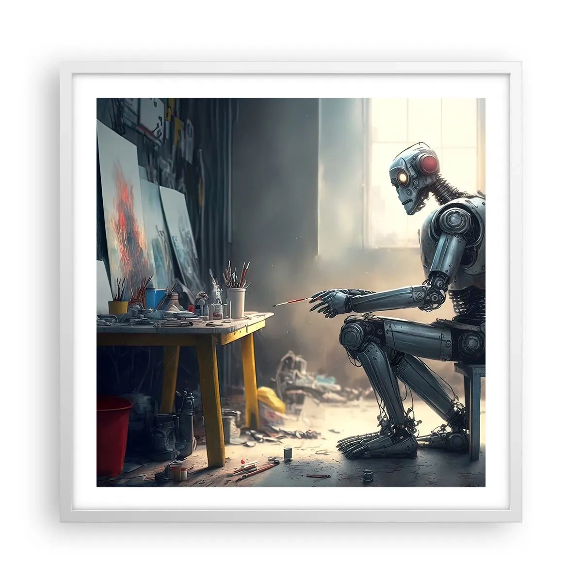 Poster in een witte lijst - De scheppingsdaad - 60x60 cm