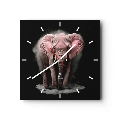 Wandklok - Klok - Denk niet aan een roze olifant! - 30x30 cm