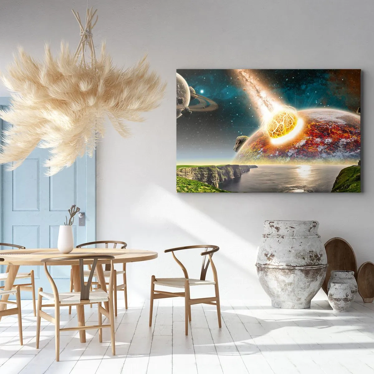 Schilderen op canvas - Kosmisch drama - 120x80 cm