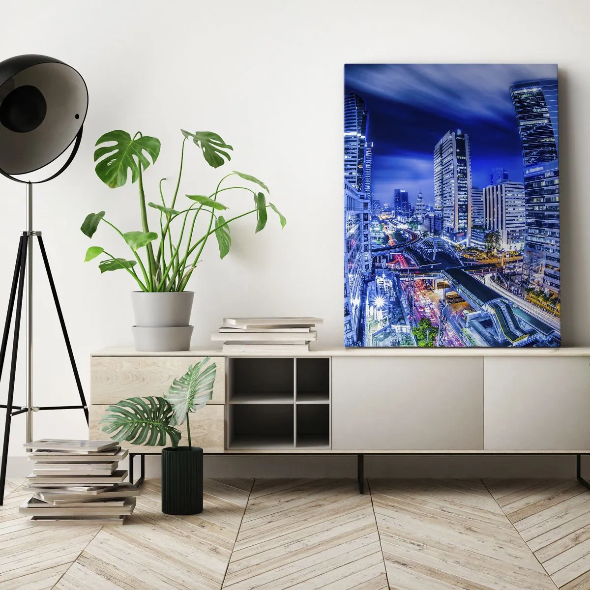 Schilderen op canvas - Ritmes van de nachtstad - 50x70 cm