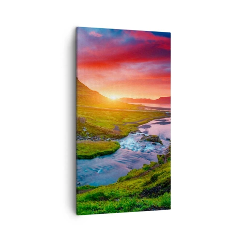 Schilderen op canvas - IJsland - vuur en water - 45x80 cm