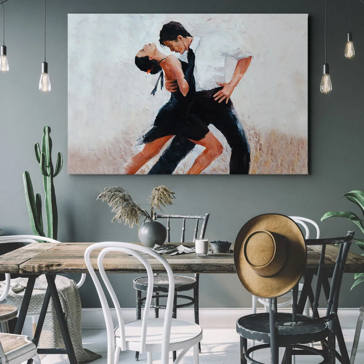 Schilderen op canvas - Een dansend paar op een elegante, sensuele foto - 70x50cm - Tango van mijn dromen - Moderne wanddecoratie voor woonkamer en slaapkamer ARTTOR
