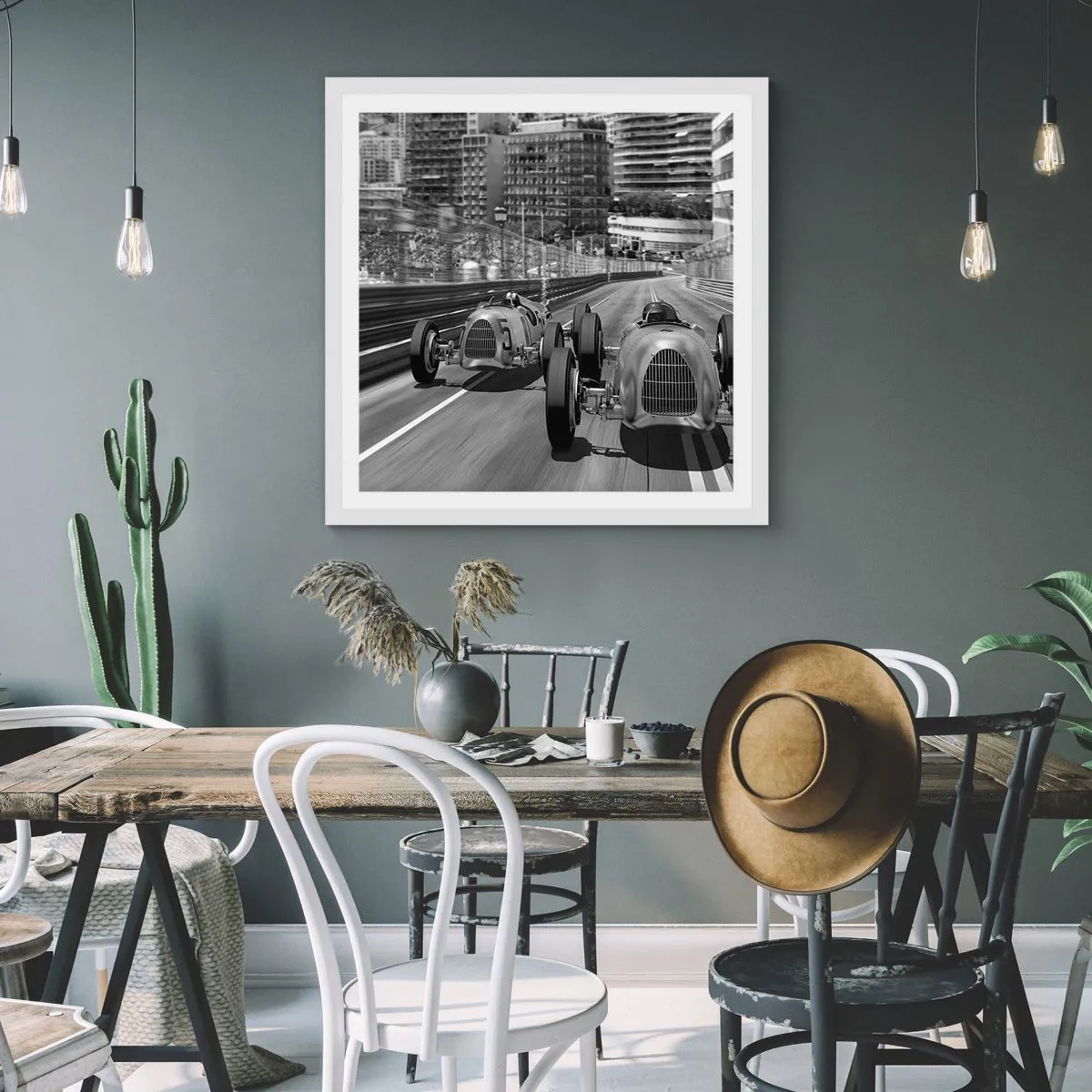 Poster in een witte lijst - Lang geleden in Monte Carlo - 50x50 cm