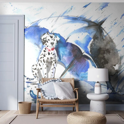 Zelfklevend Fotobehang Deluxe Sticker - Daar is een vriend voor - Abstractie, Hond, Regen - 250x175 cm