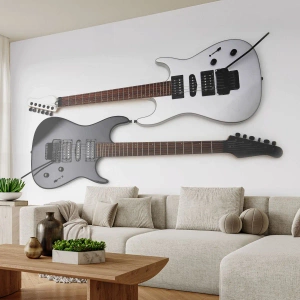 Fotobehang Premium Canvas - Harmonie van vormen - Muziek, Elektrische gitaar, Een muziekinstrument - 350x256 cm