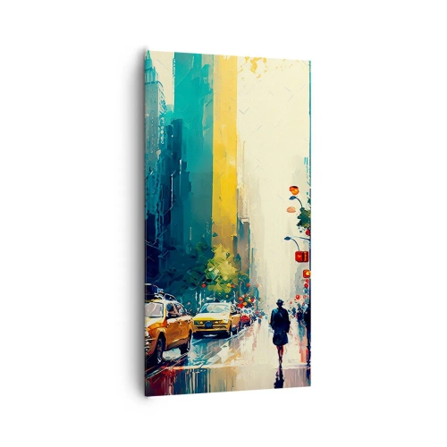 Schilderen op canvas - New York – zelfs de regen is hier kleurrijk - 65x120 cm