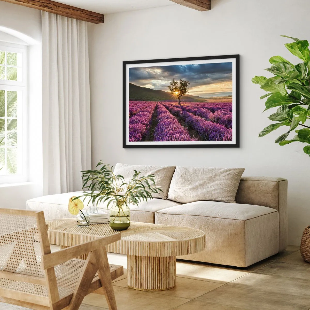 Poster in een zwarte lijst - Lila gekleurd aroma - 40x30 cm
