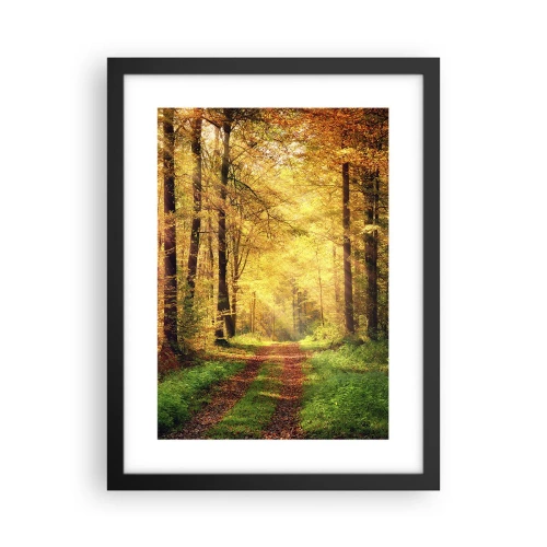 Poster in een zwarte lijst - Bos-gouden stilte - 30x40 cm