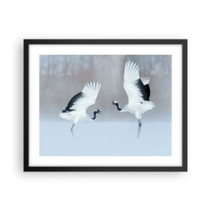 Poster in een zwarte lijst - Dans in de mist - 50x40 cm