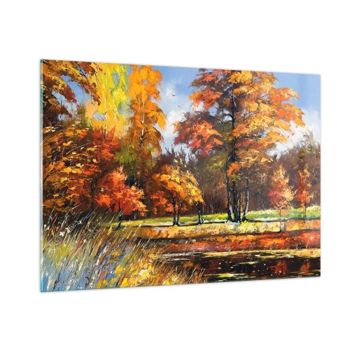 Schilderen op glas - Landschap in goud en brons - 100x70 cm
