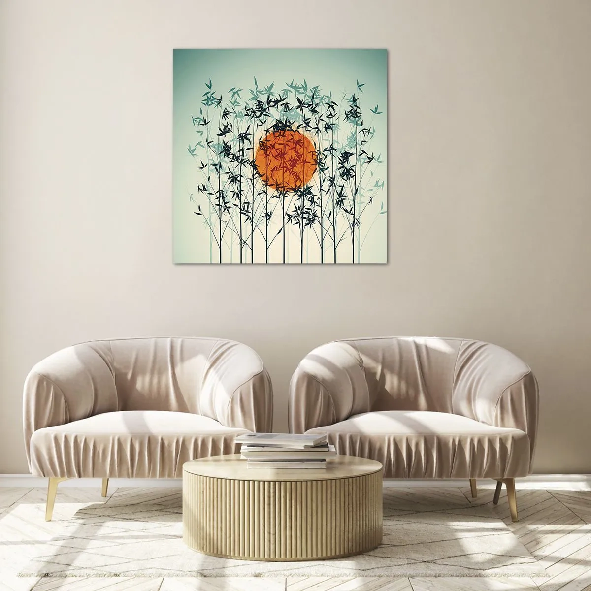 Schilderen op glas - Japanse zon - 70x70 cm