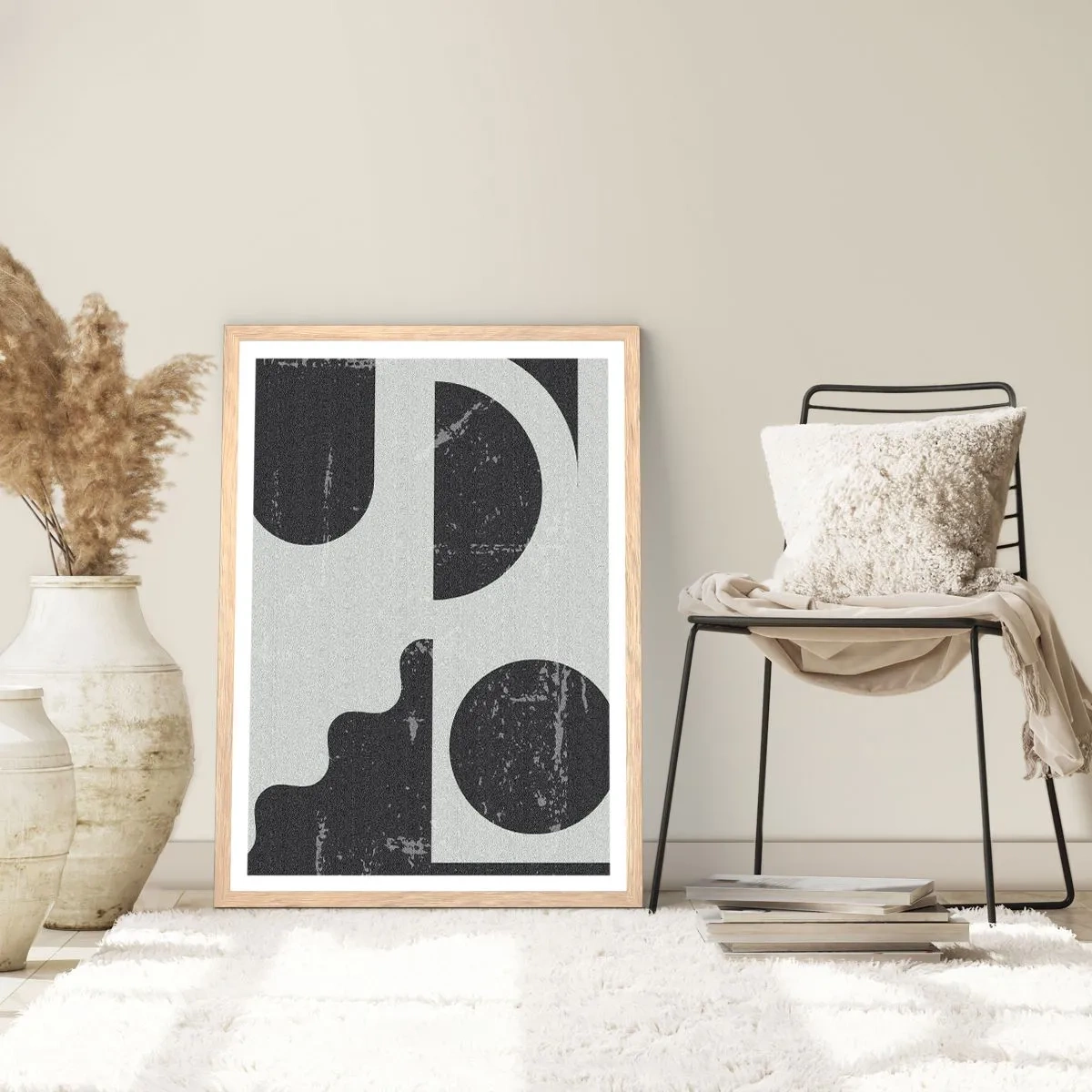Een poster in een licht eiken lijst - Compositie boven en onder - 50x70 cm