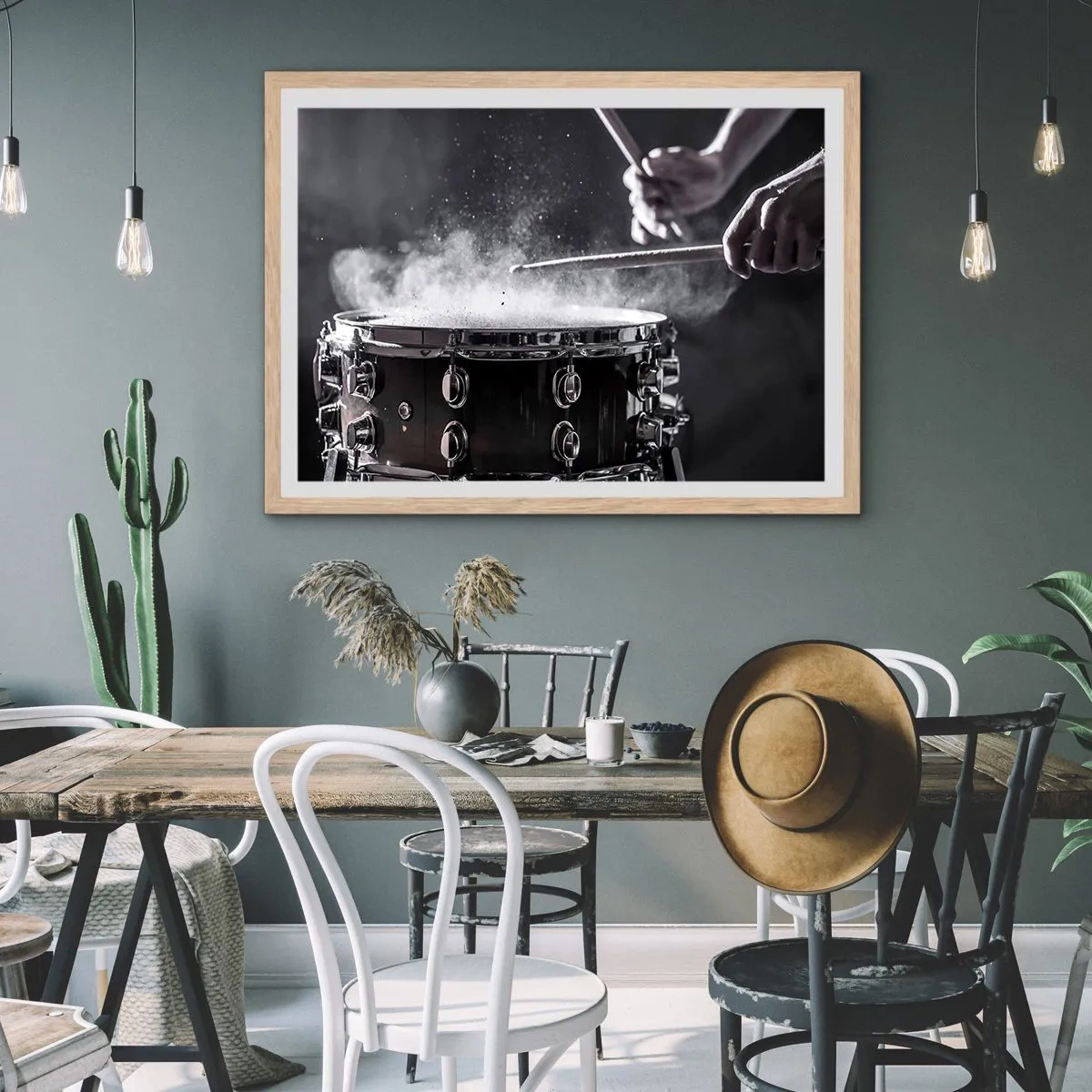 Een poster in een licht eiken lijst - De pols van de muziek - 70x50 cm