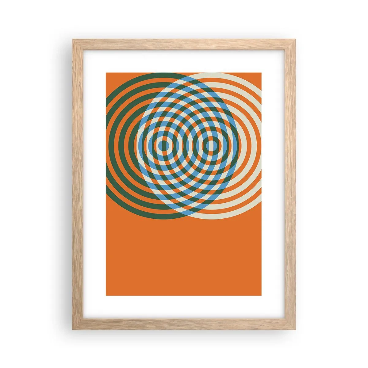 Een poster in een licht eiken lijst - Abstracte circulaire variatie - 30x40 cm